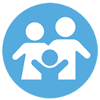 Family Support - two adults and a child icon